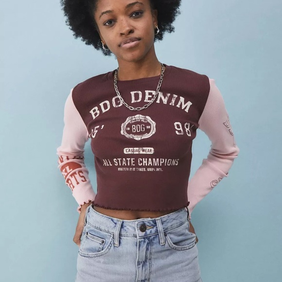 BDG Tops - BDG Long Sleeve Spliced Baby Tee NWT